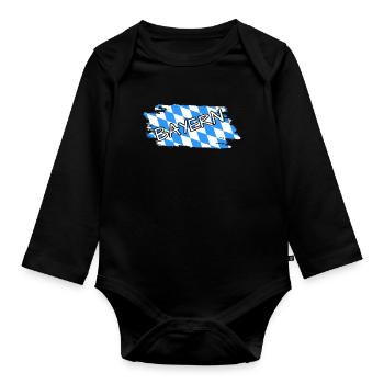 Bayern Flagge - Baby Bio-Langarm-Body - Schwarz - Vorne