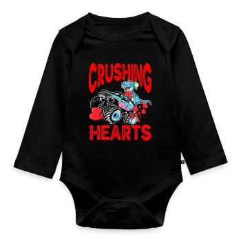 Crushing Hearts Monstertruck T-rex Boys - Baby Bio-Langarm-Body - Schwarz - Vorne