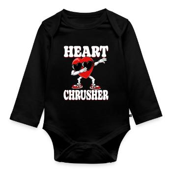 Dabbing Heart Crusher Funny Gentlemen Children Boys - Organic Longsleeve Baby Bodysuit - black - Front