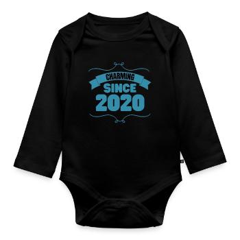 3rd Birthday Party Gift Charming since 2020 - Organic Longsleeve Baby Bodysuit - black - Front