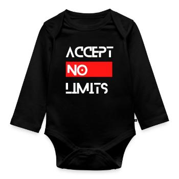 accept no limits grenzenlos erfolg motivation - Baby Bio-Langarm-Body - Schwarz - Vorne