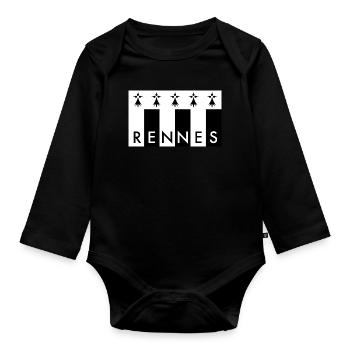 RENNES France Frankreich - Organic Longsleeve Baby Bodysuit - black - Front