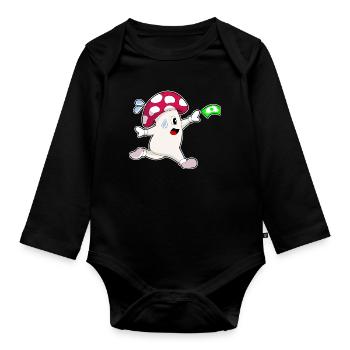 Jogging champignon sport de jogging - Body Bébé bio manches longues - noir - Devant