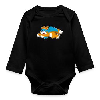 Cat Superhero Cloak - Organic Longsleeve Baby Bodysuit - black - Front