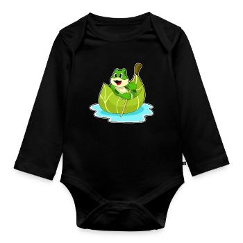Frosch kleines Boot - Baby Bio-Langarm-Body - Schwarz - Vorne
