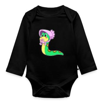 Schlange Baby Schnuller - Baby Bio-Langarm-Body - Schwarz - Vorne