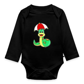 Snake Umbrella - Organic Longsleeve Baby Bodysuit - black - Front