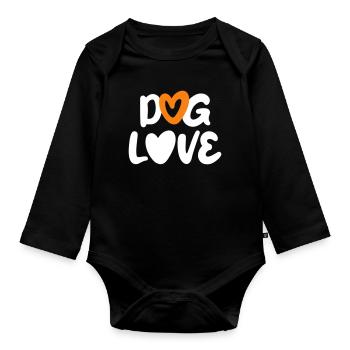 Dog Love Dogs Heart Love Pets Owner Fan - Organic Longsleeve Baby Bodysuit - black - Front