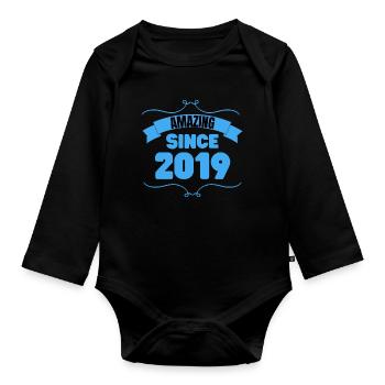 Cadeau 4ème anniversaire Incroyable depuis 2019 - Body Bébé bio manches longues - noir - Devant