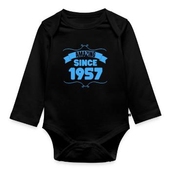 Cadeau du 66e anniversaire Incroyable depuis 1957 - Body Bébé bio manches longues - noir - Devant