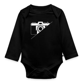 Kamermann Retro Camera Design for Photographers - Organic Longsleeve Baby Bodysuit - black - Front