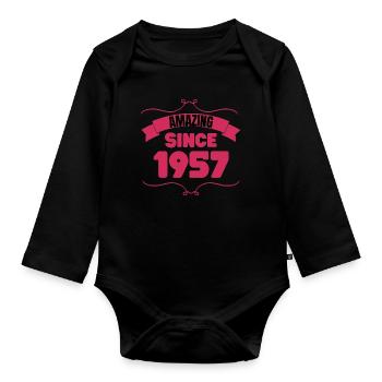 Cadeau du 66e anniversaire Incroyable depuis 1957 - Body Bébé bio manches longues - noir - Devant
