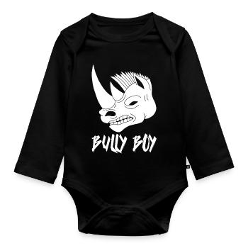 White rhinoceros head - Organic Longsleeve Baby Bodysuit - black - Front