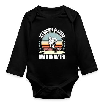 Eishockey - Organic Longsleeve Baby Bodysuit - black - Front