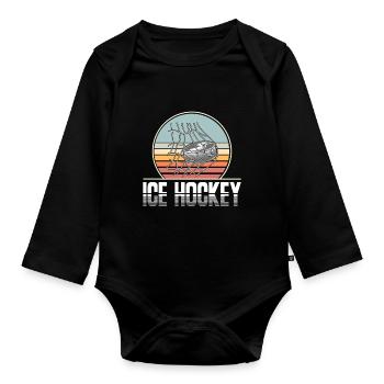 Eishockey - Organic Longsleeve Baby Bodysuit - black - Front