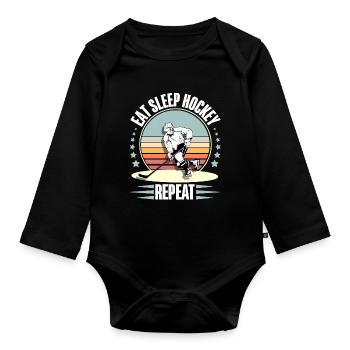 Eishockey - Organic Longsleeve Baby Bodysuit - black - Front