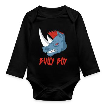 Nashornkopf - Baby Bio-Langarm-Body - Schwarz - Vorne