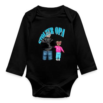 STOLZER OPA - Enkelin blonde Haare Kind Mädchen - Baby Bio-Langarm-Body - Schwarz - Vorne