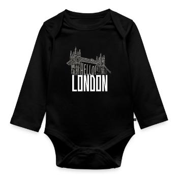 Hallo London: Tower Bridge Silhouette - Baby Bio-Langarm-Body - Schwarz - Vorne