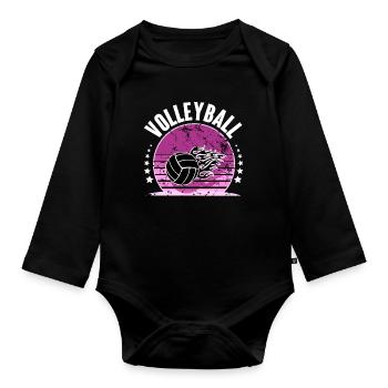 Volley-ball - Body Bébé bio manches longues - noir - Devant