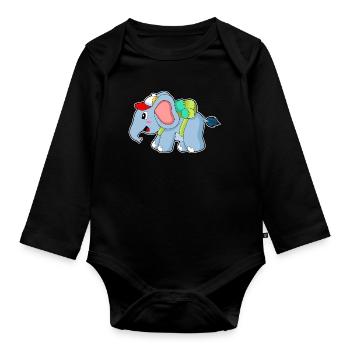 École de sac à dos pour élèves éléphants - Body Bébé bio manches longues - noir - Devant