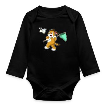 Pêche au filet de débarquement Dog Angler - Body Bébé bio manches longues - noir - Devant