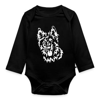 Tiger Kopf "Black Edition" - Baby Bio-Langarm-Body - Schwarz - Vorne
