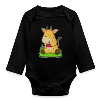 Giraffe Apfel  - Baby Bio-Langarm-Body - Schwarz - Vorne