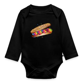 Illustration of a filled colorful éclair - Organic Longsleeve Baby Bodysuit - black - Front