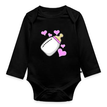 Tochter Milchflasche Mädchen Schwanger Geburt - Baby Bio-Langarm-Body - Schwarz - Vorne