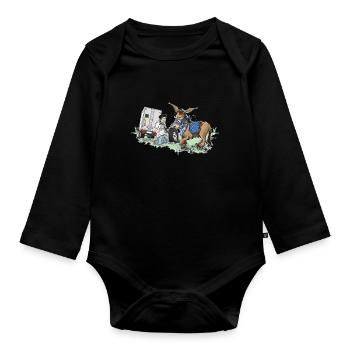 Donkey carriage roadside assistance - Organic Longsleeve Baby Bodysuit - black - Front