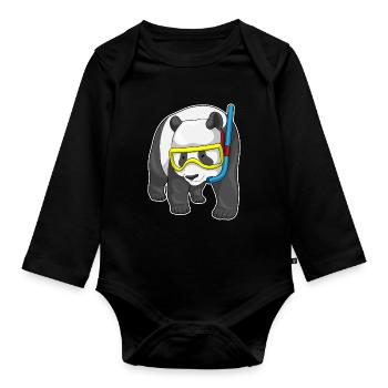Plongée en apnéa Panda Diver - Body Bébé bio manches longues - noir - Devant