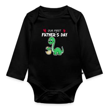 Fête des Pères - Premier cadeau de la fête des Pères - Body Bébé bio manches longues - noir - Devant
