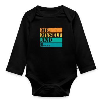 Moi moi-même et moi Retro Quote Statement - Body Bébé bio manches longues - noir - Devant