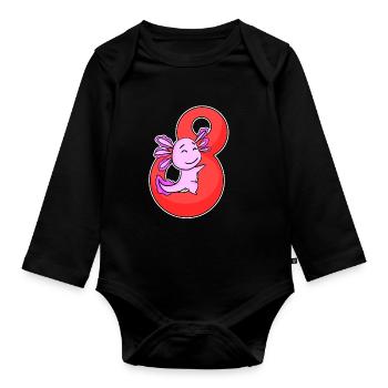 8 ans - 8ème anniversaire avec motif animal - Body Bébé bio manches longues - noir - Devant