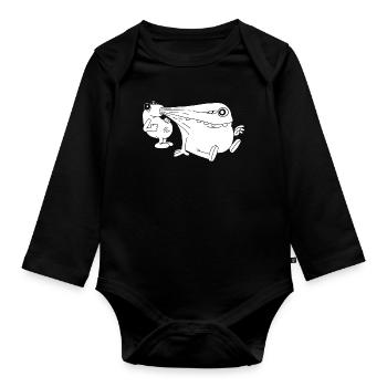 Monstre blanc aspirateur d'énergie - Body Bébé bio manches longues - noir - Devant