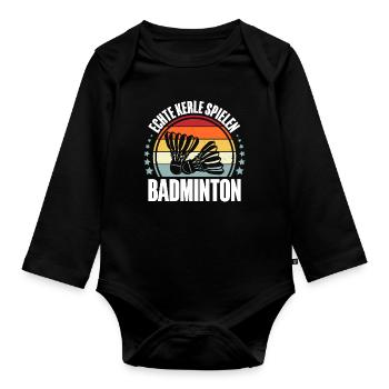 Badminton - Baby Bio-Langarm-Body - Schwarz - Vorne