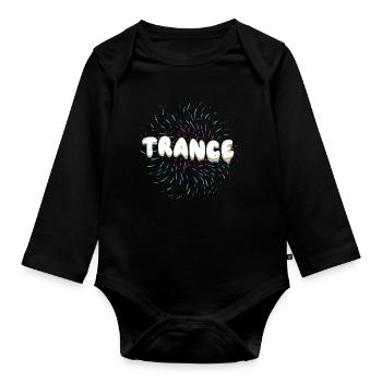 Trance psytrance for dj raver festival - Organic Longsleeve Baby Bodysuit - black - Front