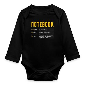 Remembering video games - Organic Longsleeve Baby Bodysuit - black - Front