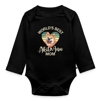 Dog Akita Inu - Organic Longsleeve Baby Bodysuit - black - Front