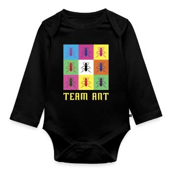 Team Ant - Organic Longsleeve Baby Bodysuit - black - Front