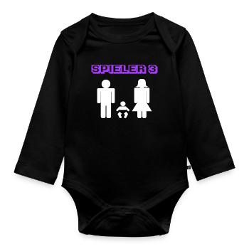 Elternschaft Statement Schwanger Baby Geboren - Baby Bio-Langarm-Body - Schwarz - Vorne
