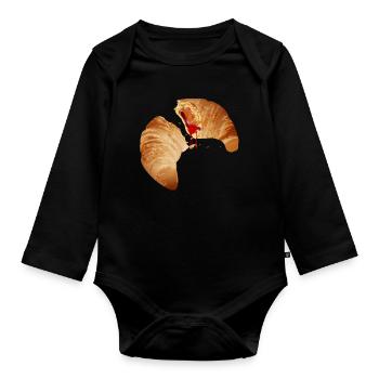 The popular croissant filled with jam - Organic Longsleeve Baby Bodysuit - black - Front