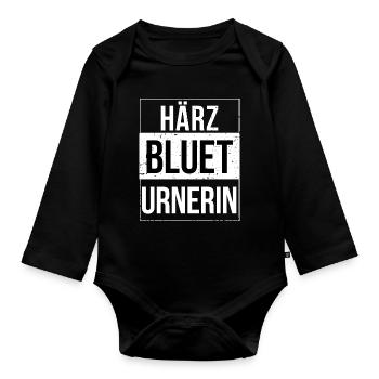 Härzblueturnerin Kanton Uri Urnerin  - Baby Bio-Langarm-Body - Schwarz - Vorne