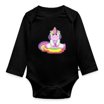 Einhorn Toilette - Baby Bio-Langarm-Body - Schwarz - Vorne