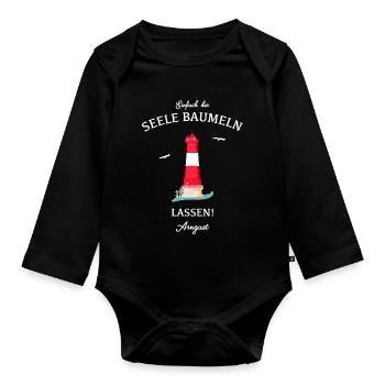 Leuchtturm Arngast, Wilhelmshaven, Deutsche Bucht - Baby Bio-Langarm-Body - Schwarz - Vorne