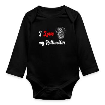Ich liebe meinen Rottweiler Hunde Design - Baby Bio-Langarm-Body - Schwarz - Vorne