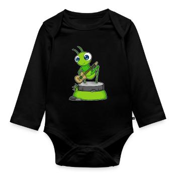 Caterpillar Musicien Guitare Musique - Body Bébé bio manches longues - noir - Devant