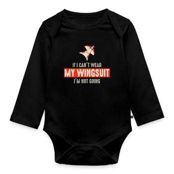 Wingsuit fliegen Base Jumping Fallschirmspringen Wingsuiting - Baby Bio-Langarm-Body - Schwarz - Vorne