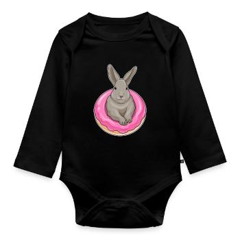 Beignet de lapin - Body Bébé bio manches longues - noir - Devant